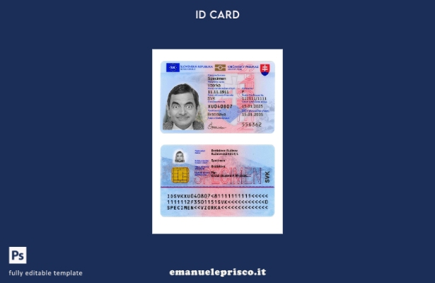 modello presente della carta d'identità slovacca in stile verificato 1